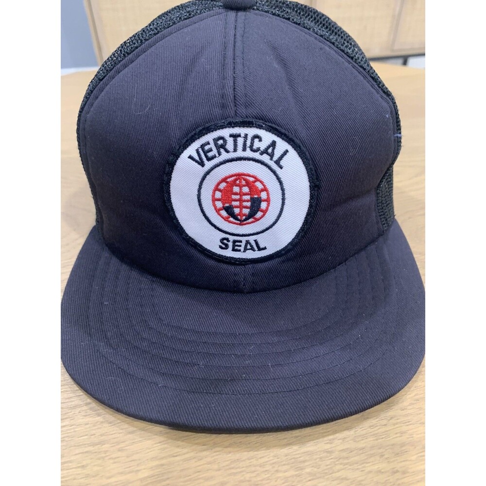 Vintage Vertical Seal Snapback Mesh Foam Trucker Hat Cap Logo Patch Cardinal